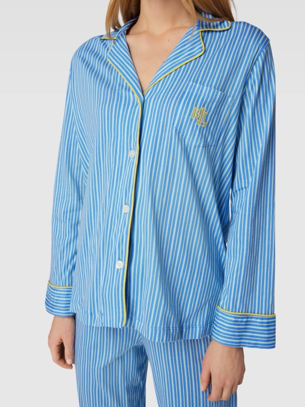 Lauren Ralph Lauren Striped Jersey Sleep Top in Blue & Yellow